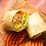 featured image of the buffalo cauliflower wrap sliced in half