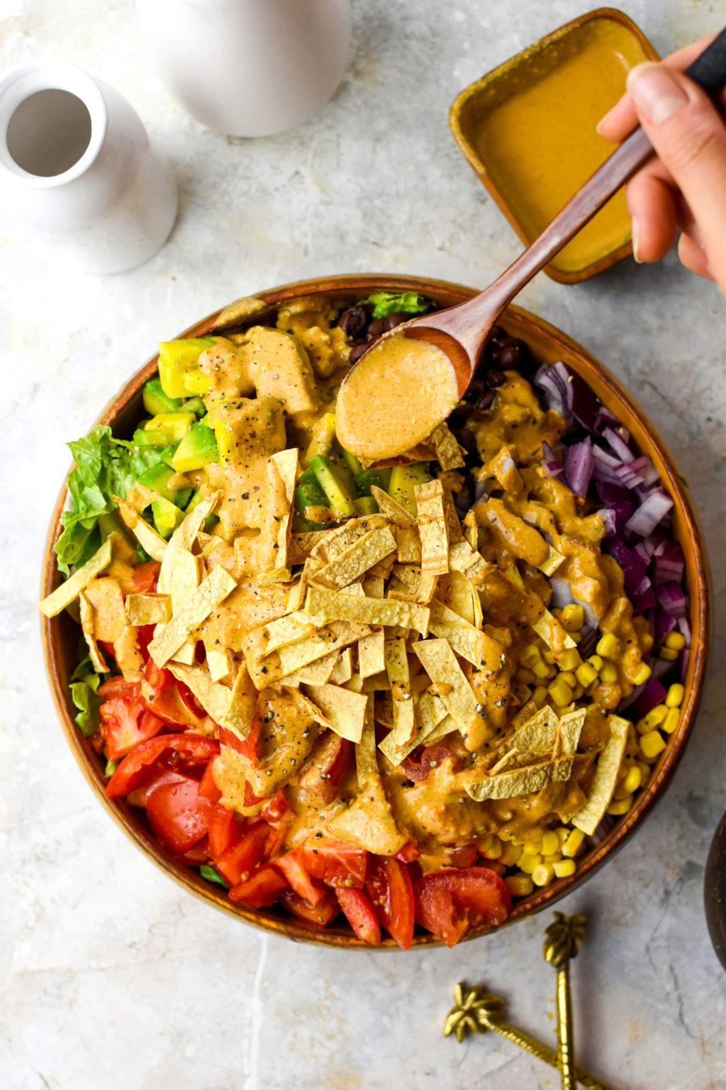 Taco Salad with Chipotle Ranch Dressing - The All Natural Vegan