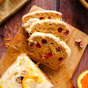 healthy vegan cranberry orange bread slices