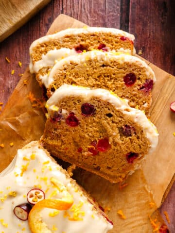 healthy vegan cranberry orange bread slices