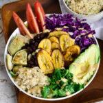 vegan buddha bowl with sauce