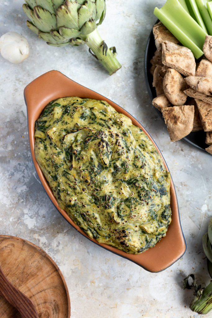 vegan oil-free spinach artichoke dip