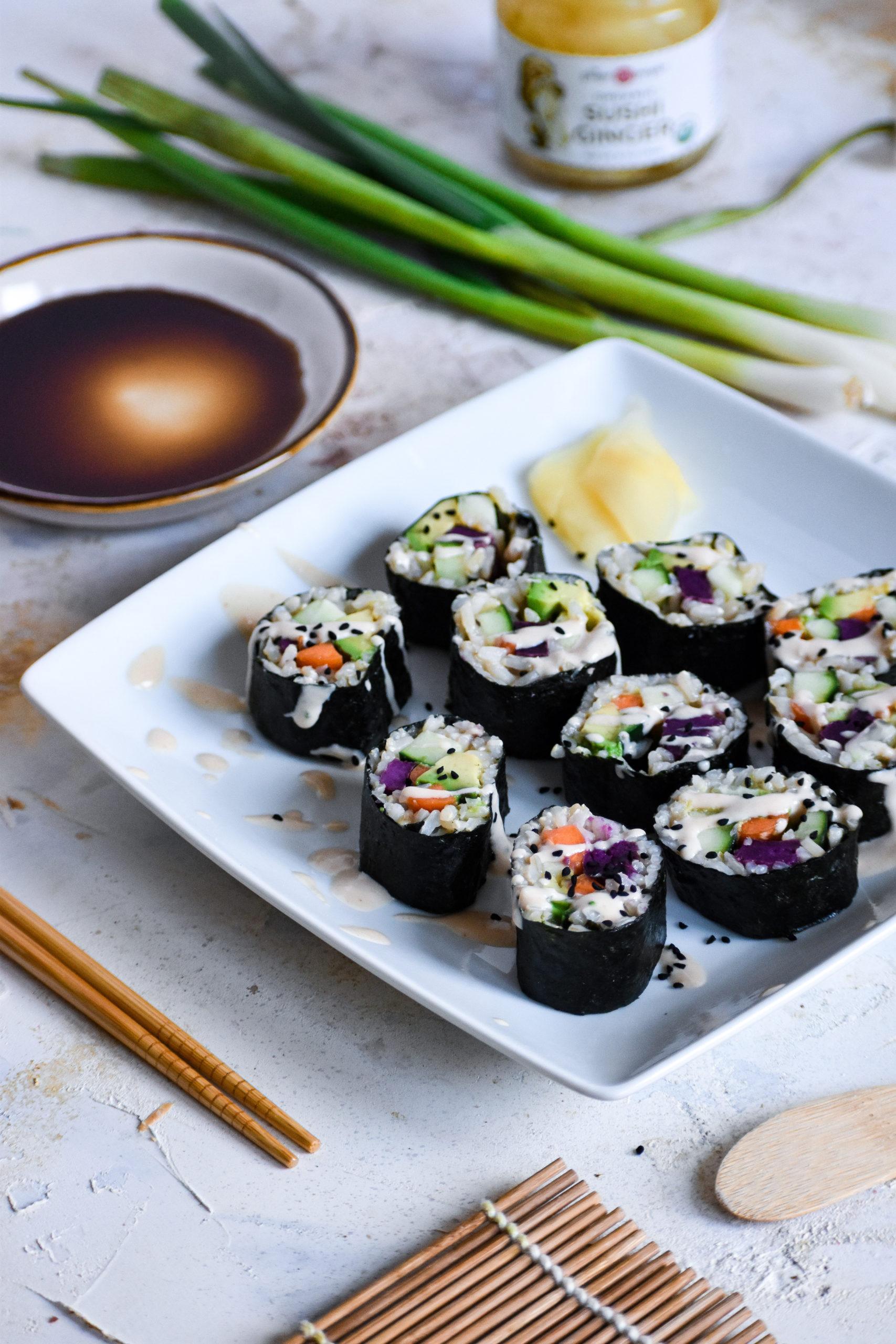 vegan sweet potato sushi