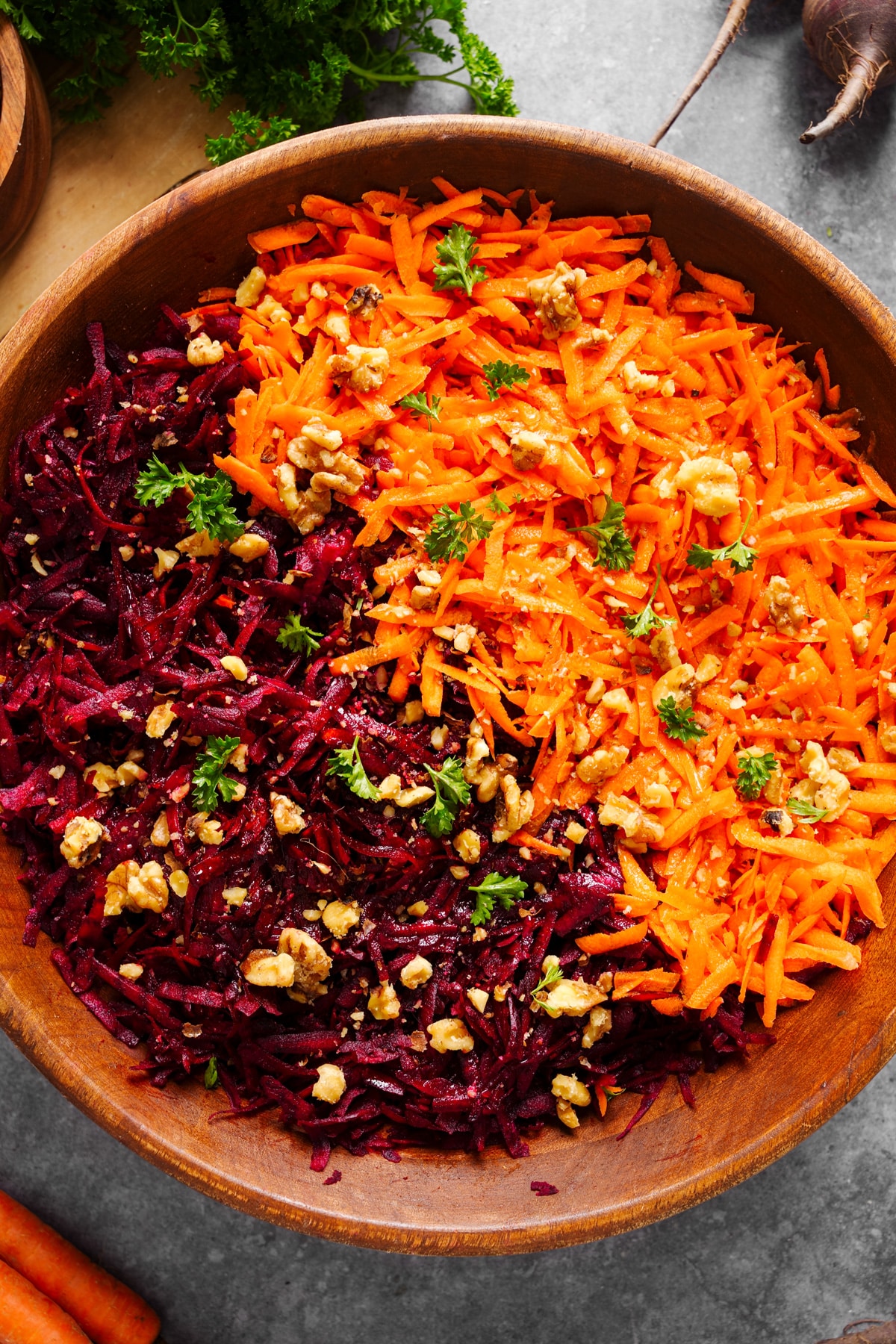 beetroot and carrot salad with orange dressing Easy Beet and Carrot Salad (Raw Root Vegetable Salad)
