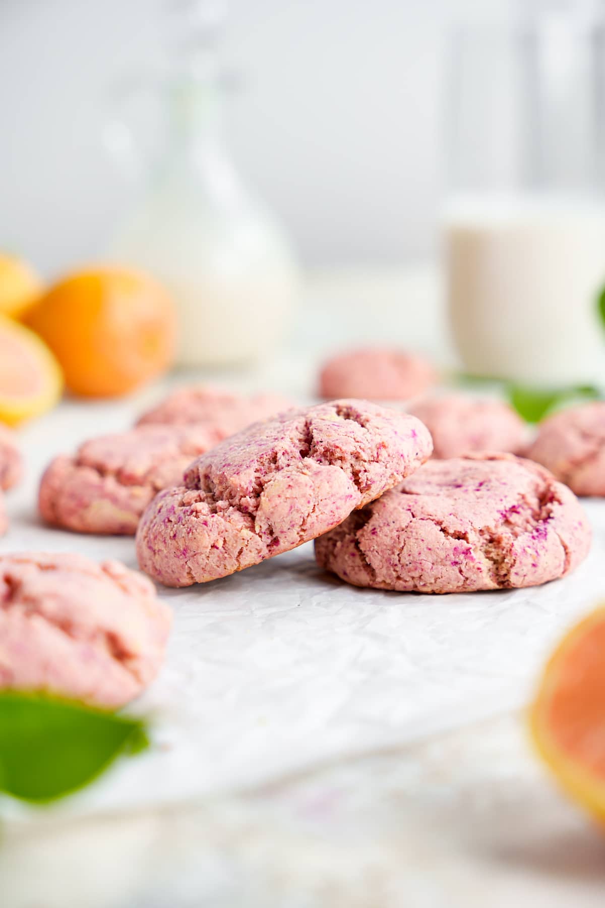 close up of the vegan lemon crinkle cookies to show the texture
