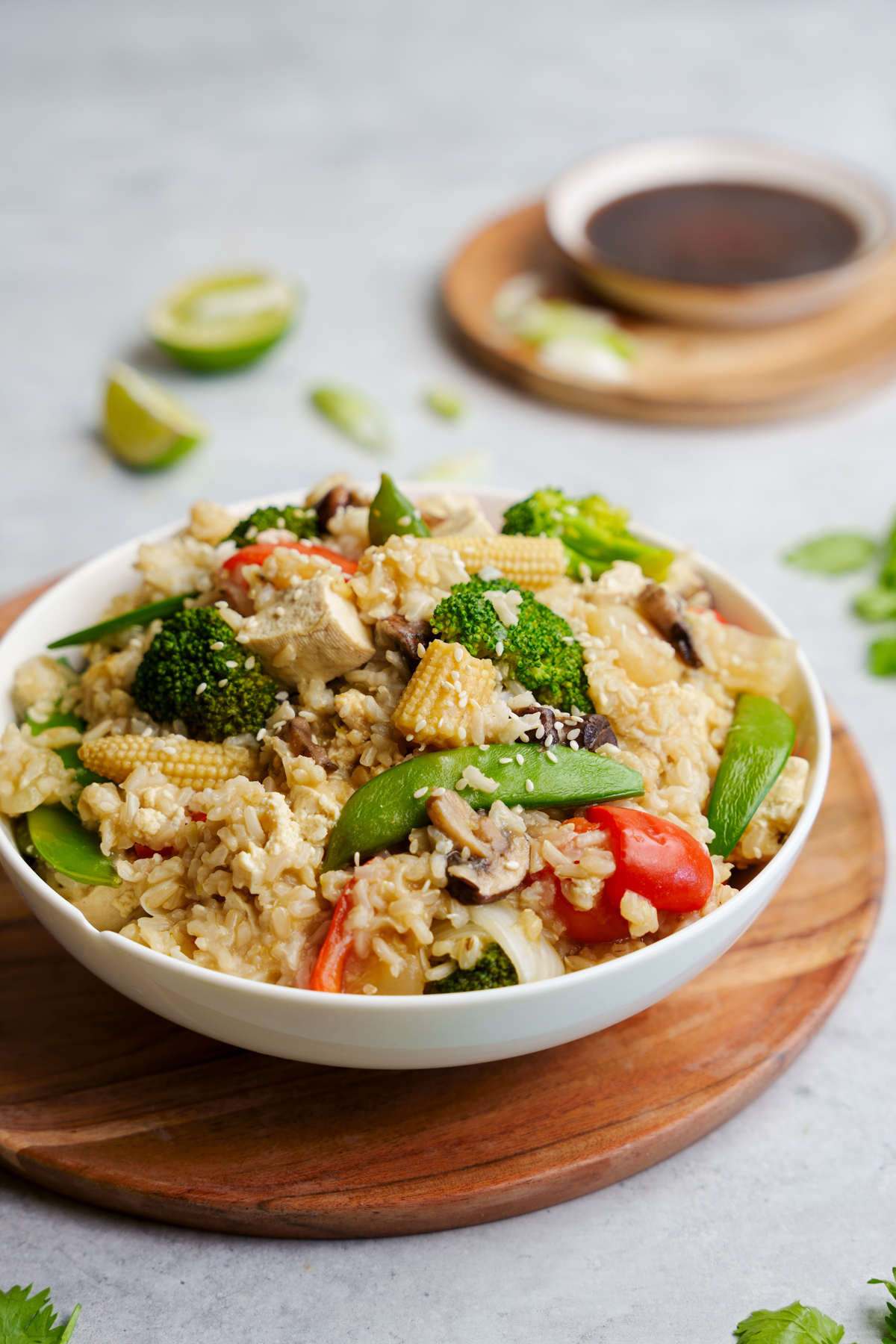 the bowl of the finished meal prep friendly recipe