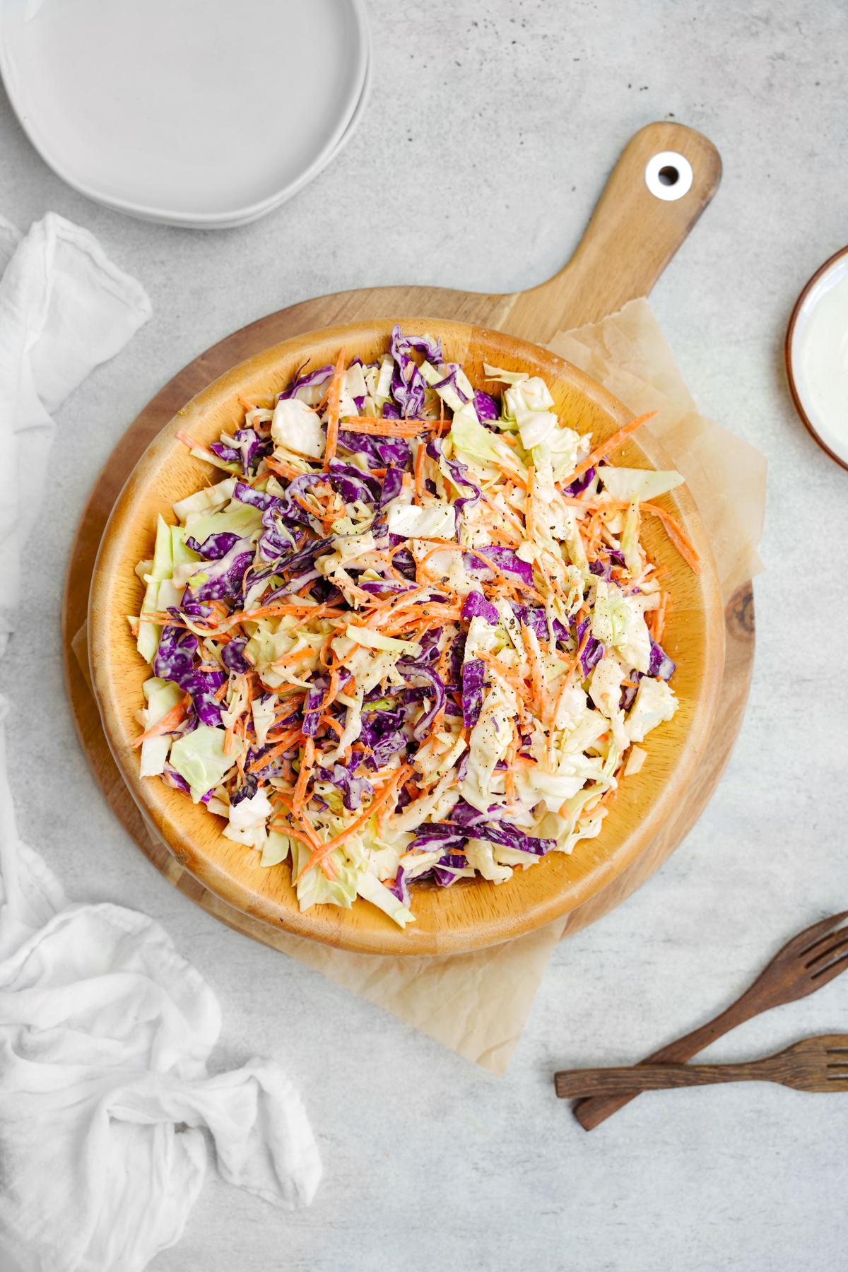 the dairy-free creamy sauce tossed in the raw vegetables
