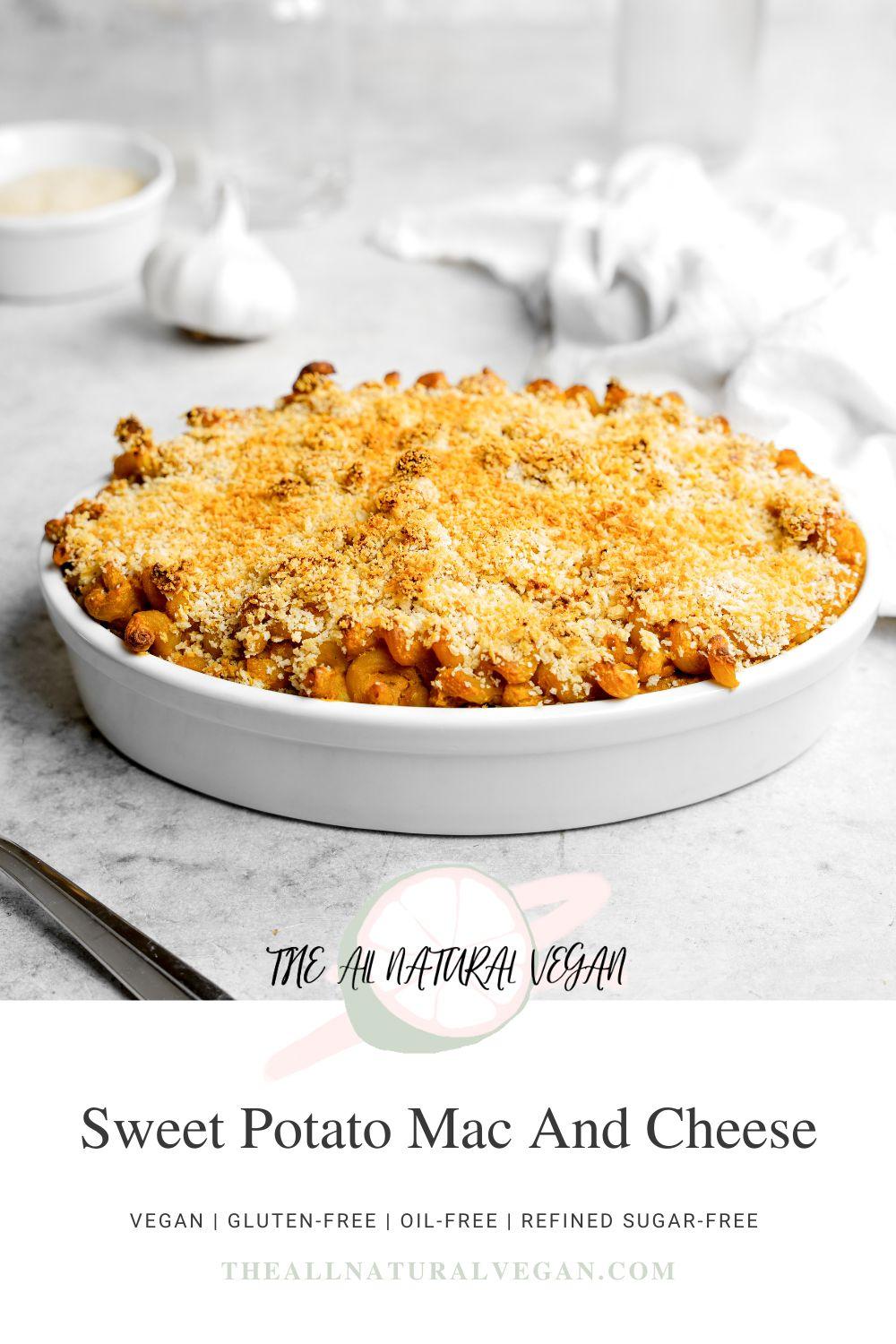 recipe card stating this recipe is vegan, oil-free, gluten-free, and refined sugar-free