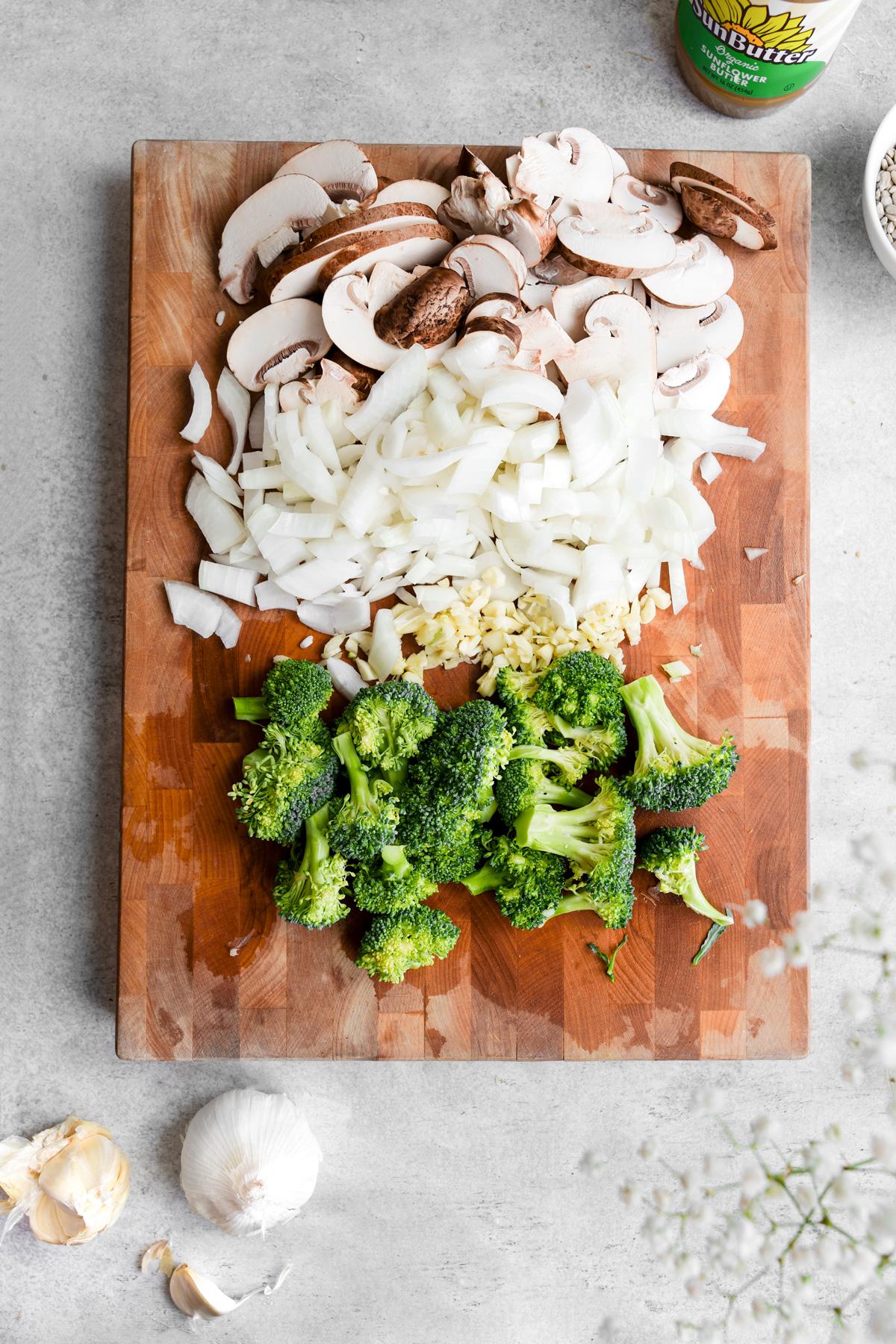 chopping the vegetables