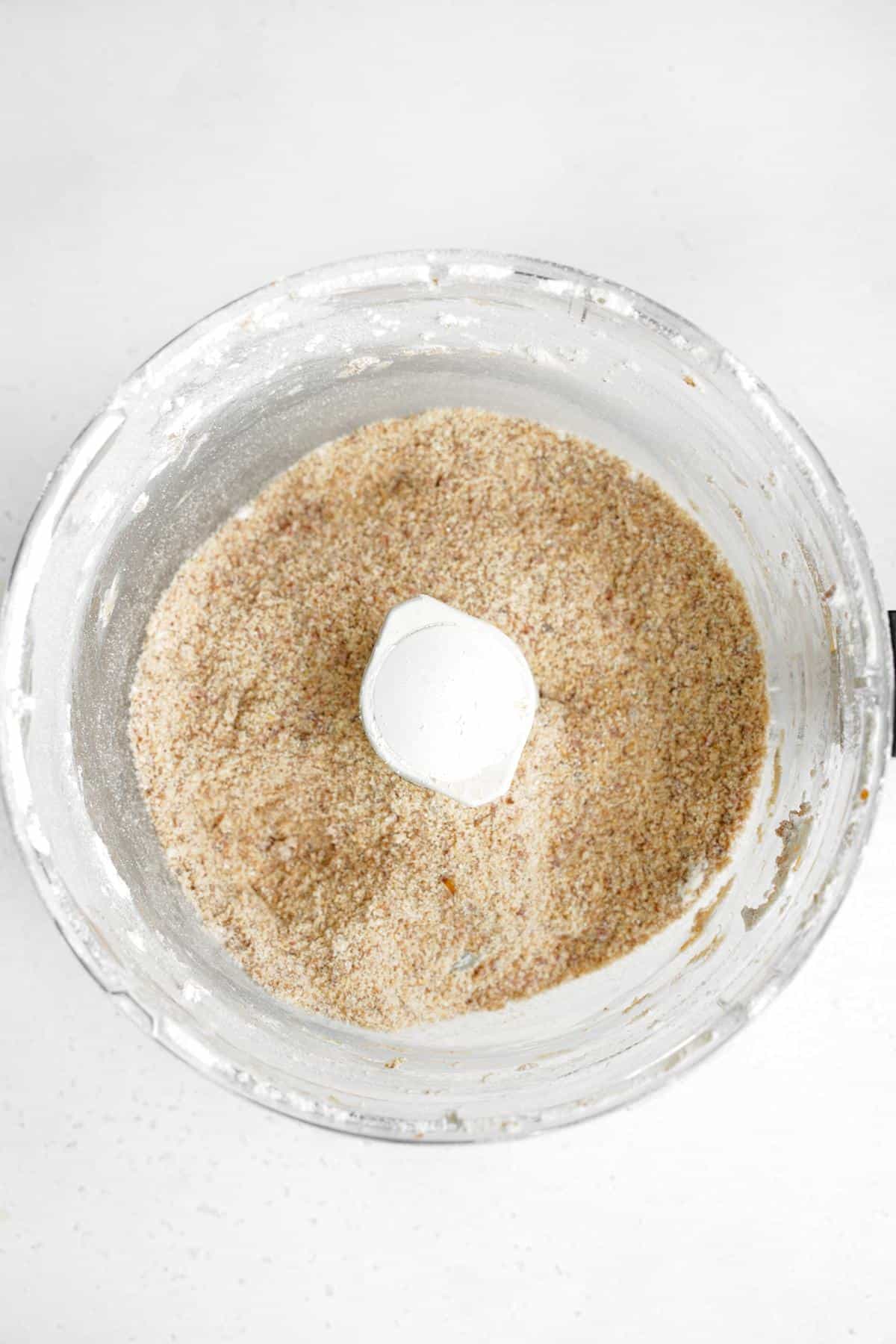 adding the cassava flour to the food processor