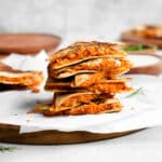 vegan buffalo chickpea quesadillas