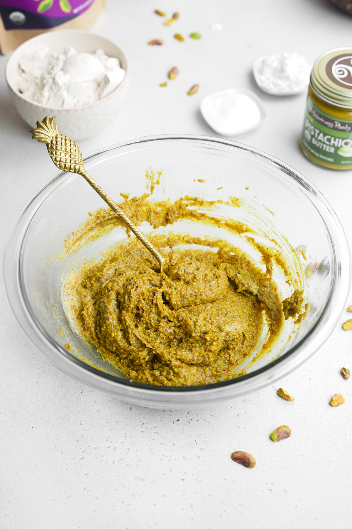 adding the flax egg to the nut butter mixture
