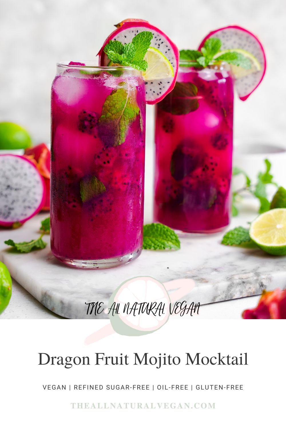 recipe card stating this recipe is vegan, oil-free, gluten-free, and refined sugar-free