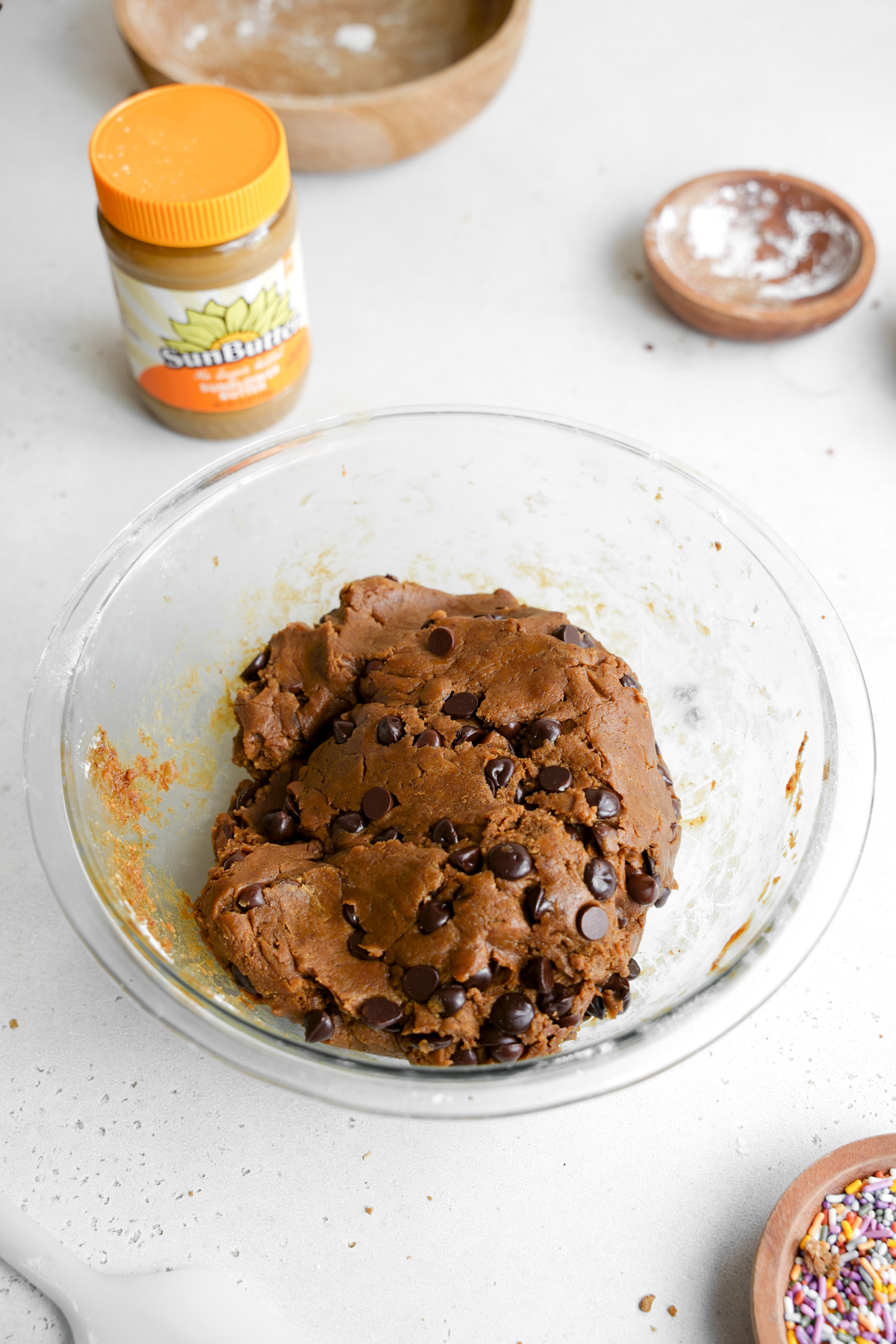 the vegan cookie dough in a bowl