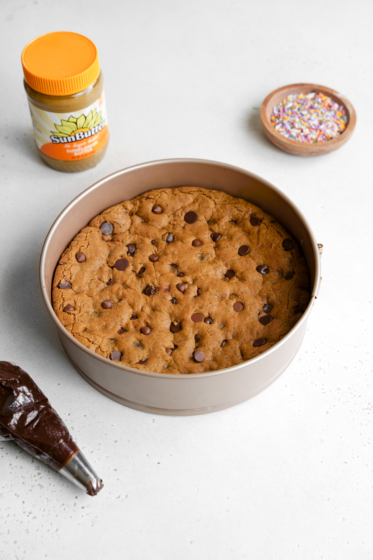step six - the baked cookie cake sitting to cool