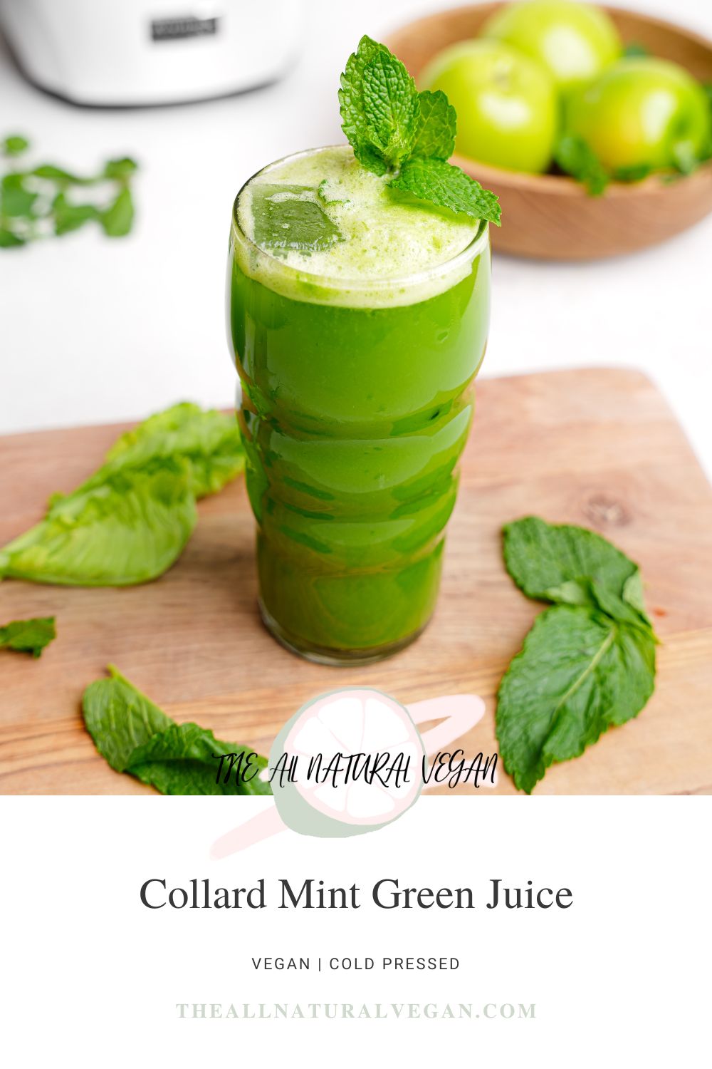 recipe card stating this recipe is vegan and cold pressed