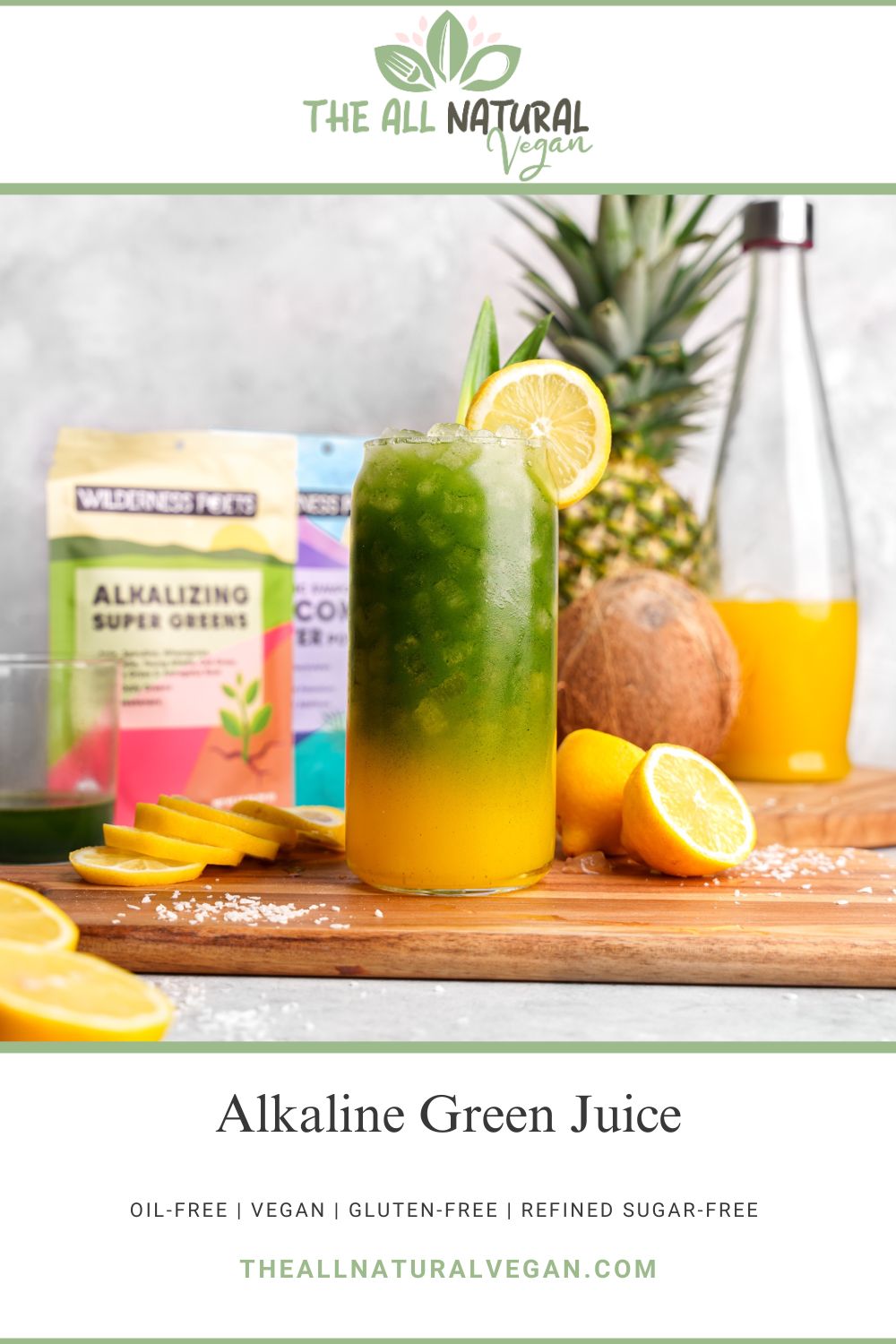 recipe card stating this recipe is vegan, oil-free, gluten-free, and refined sugar-free