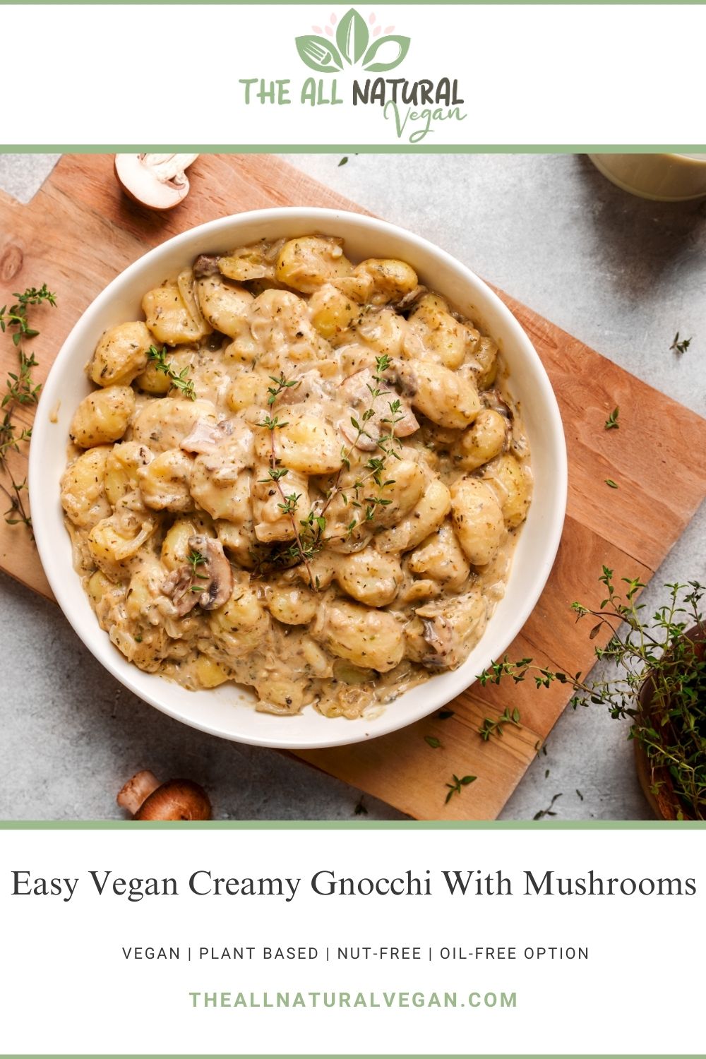 recipe card stating this recipe is vegan, refined sugar-free, and has an oil-free option
