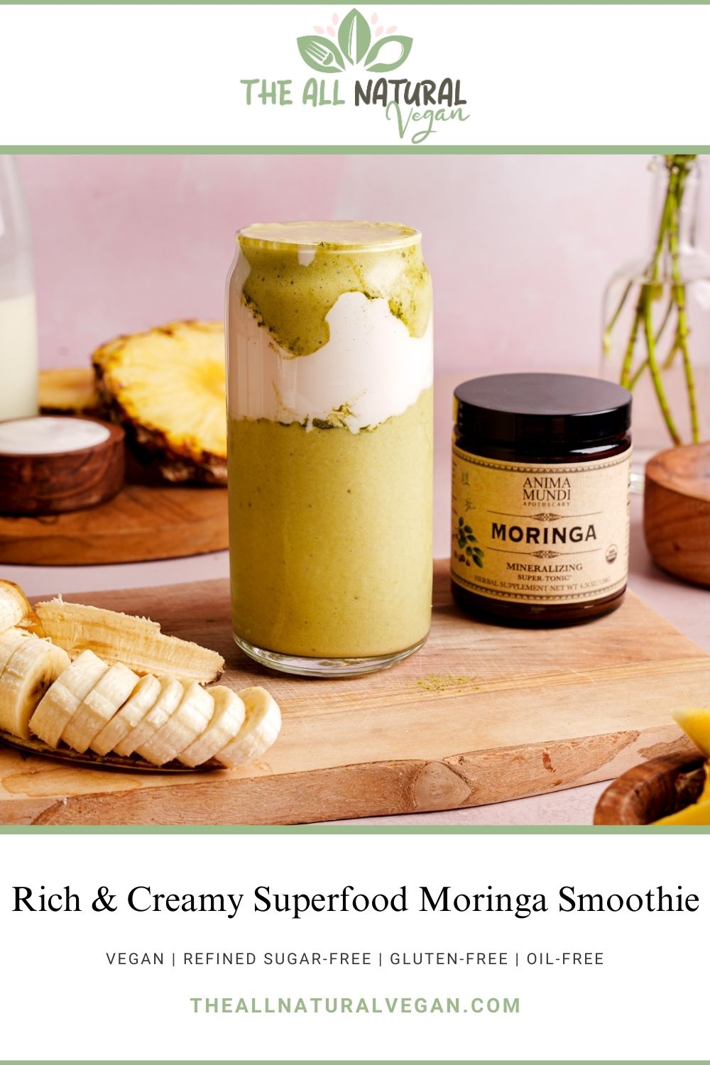 recipe card stating this recipe is vegan, gluten-free, oil-free, and refined sugar-free