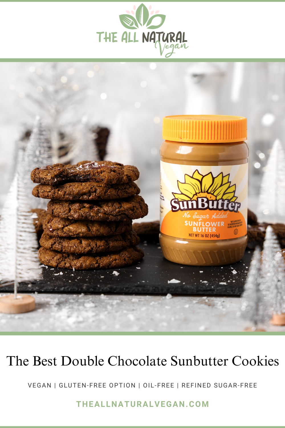 recipe card stating this recipe is vegan, gluten-free, oil-free, and refined sugar-free