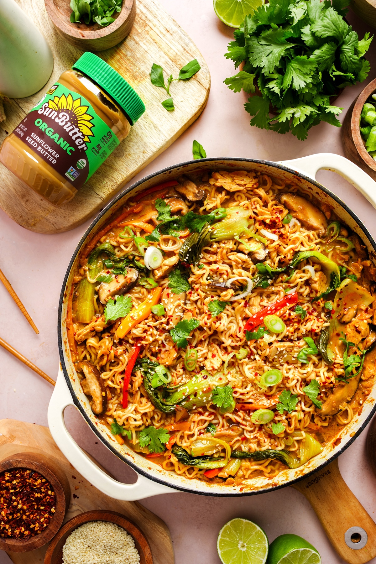 the plant based ramen with the sunbutter organic sunflower seed butter