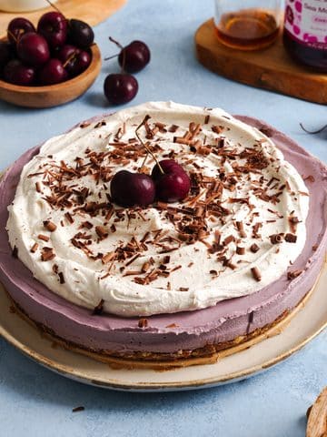 cherry almond cheesecake featured image